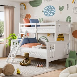 Sunstone White Twin Over Full Bunk Bed with Attached Ladder