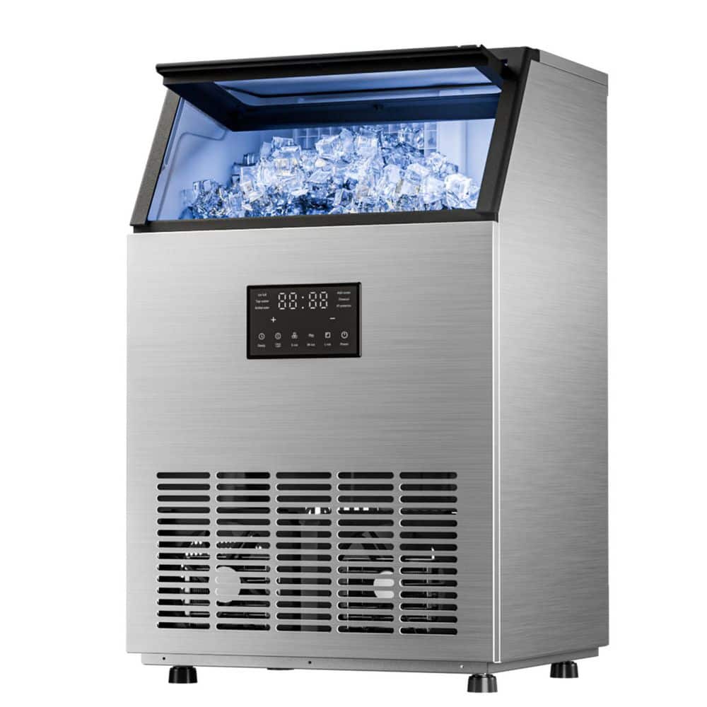 18.9 in. 200 lb./24H Full Size Cubes Freestanding Commercial Ice Maker in Black with Dual Water Supply Options price history on PriceWatchPro