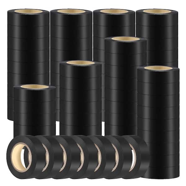 3/4 in. x 65 ft. Electrical Tape Black 60-Pack Waterproof Insulating Wire Wrapping for Home Outdoor Use
