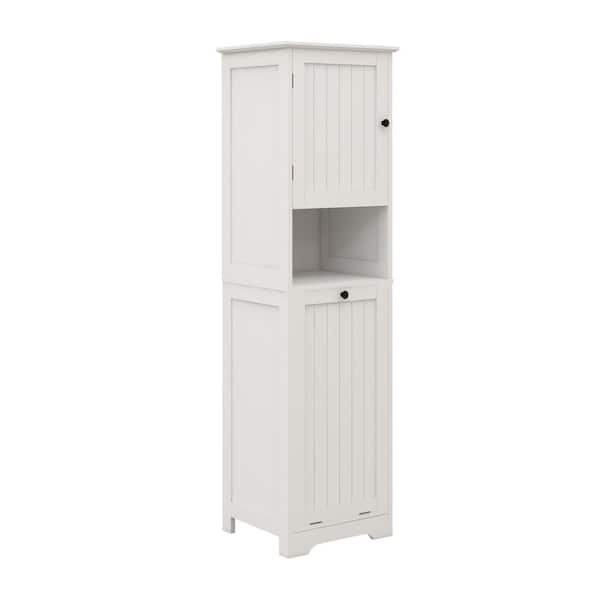 55.12 in. Tall Slim Multi-Scene Storage Cabinet with Tilt-Out Basket, E1 MDF Damp-Resistant, UV-Painted Eco-Friendly