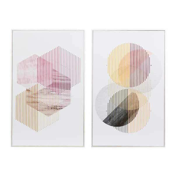 Novogratz 2- Panel Geometric Framed Wall Art with Silver Frame 32 in. x 20 in.