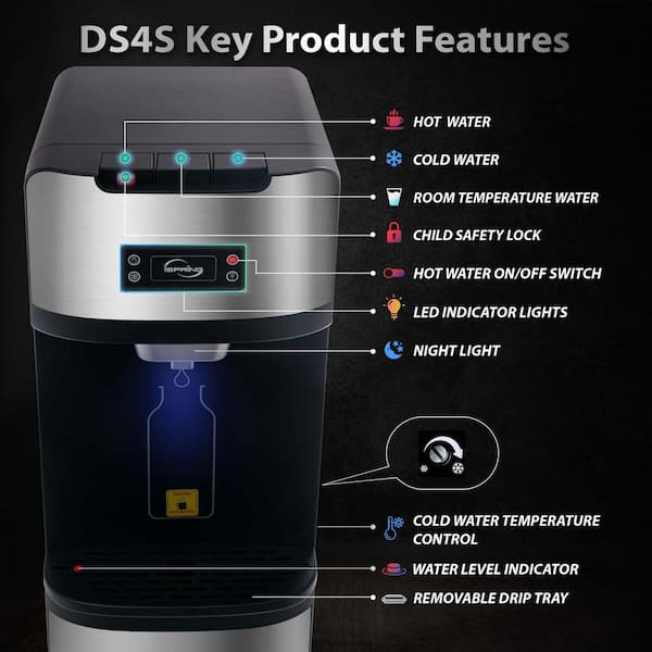ISPRING DS4-S Bottleless Water Dispenser, Self Cleaning, Stainless Steel, Free-Standing Filtered Water Cooler Dispenser - 2