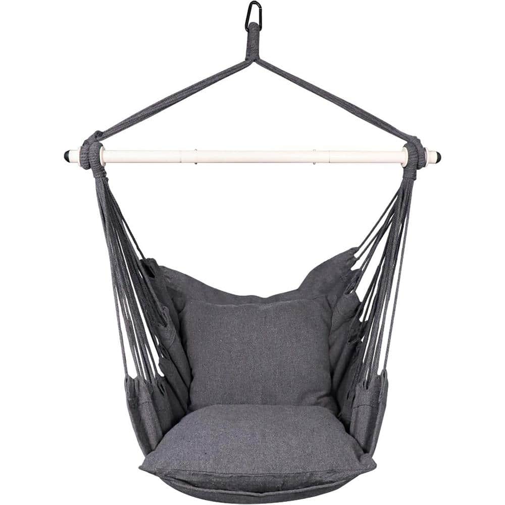 Ciouper Hammock Chair Hanging Rope Swing with Foot Rest Support - Max 500  Lbs - 2 Cushions 
