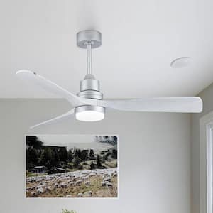 52 in. Silver Indoor/Outdoor Ceiling Fan with Dimmable LED Light Kit Remote Control