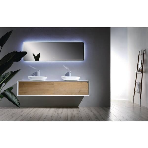 Abruzzo Fiona 72 in. W x 70.9 in. D x 21.7 in. H Bath Vanity in White with White Solid Surface Top