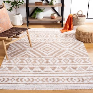 Augustine Beige/Ivory 9 ft. x 12 ft. Native American Chevron Striped Area Rug