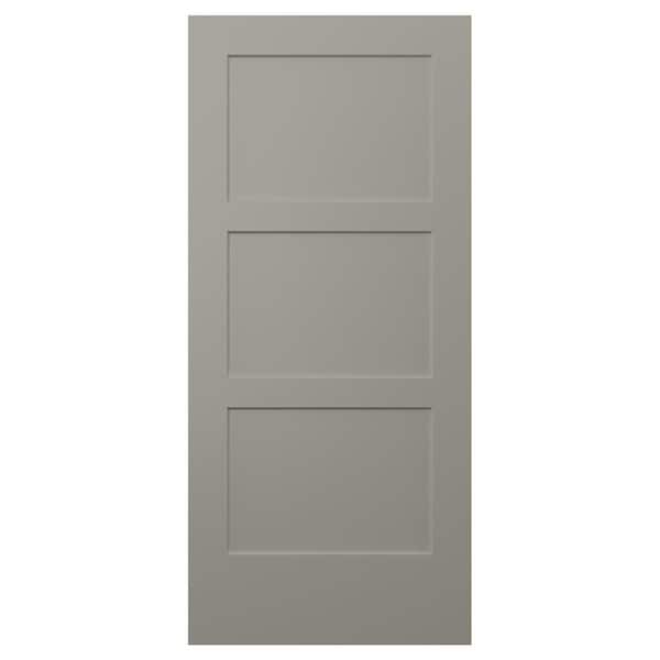 JELD-WEN 36 in. x 80 in. Birkdale 3-Panel Light Gray Paint Smooth Hollow Core Molded Composite Interior Door Slab