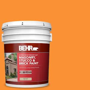 5 gal. #P240-7 Joyful Orange Flat Interior/Exterior Masonry, Stucco and Brick Paint