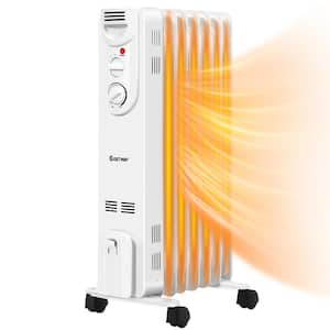 1500-Watt Electric Oil-Filled Radiator Space Heater 5-Fin Thermostat Room Radiant