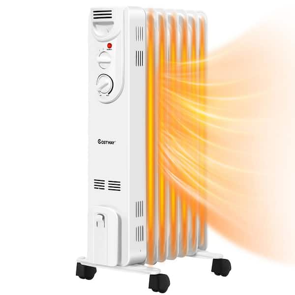 Costway 1500-Watt Electric Oil-Filled Radiator Space Heater 5-Fin Thermostat Room Radiant