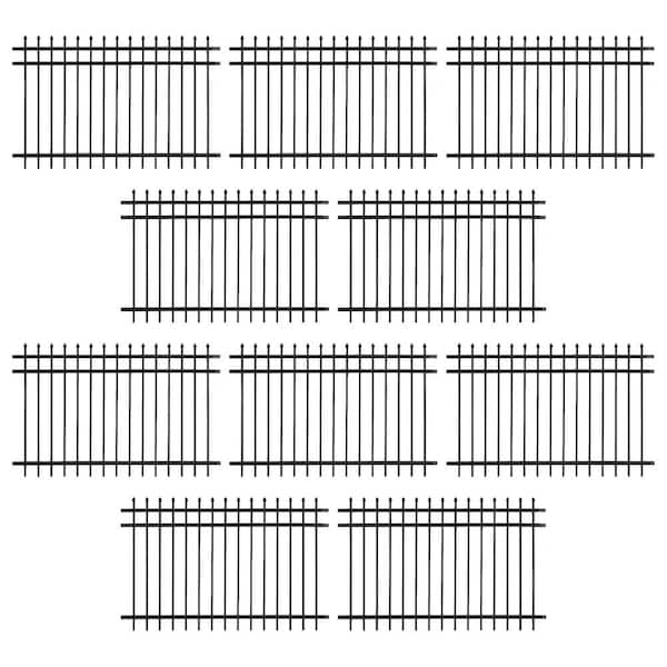 4 ft. x 6 ft. Heavy-Duty Steel Spaced Bar Pointed Pinnacle Metal Fence Panel (Pack of 10)