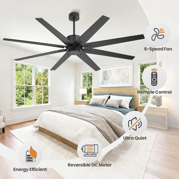 MLiAN 64 in 8-Plywood Black Blades Indoor Black Standard Ceiling