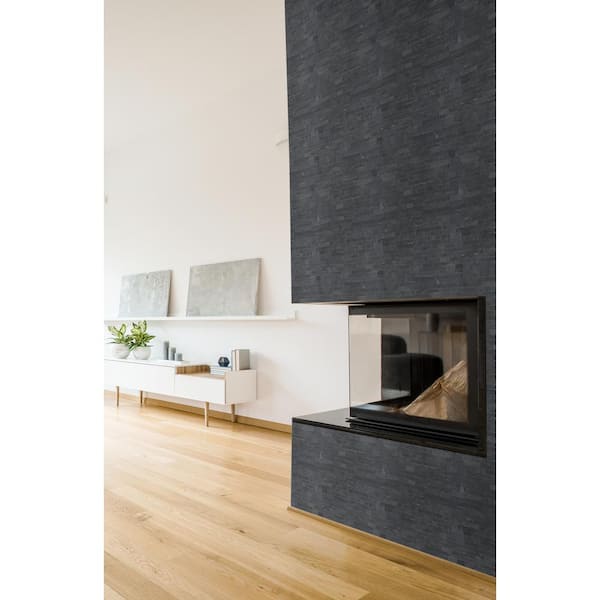 Premium Black Mini Ledger Panel 4.5 in. x 16 in. Splitface Slate Wall Tile (5 sq. ft./Case)