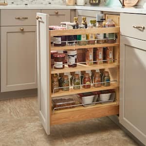 Natural Maple 7.25 in. Pull Out Kitchen Cabinet Organizer Soft-Close