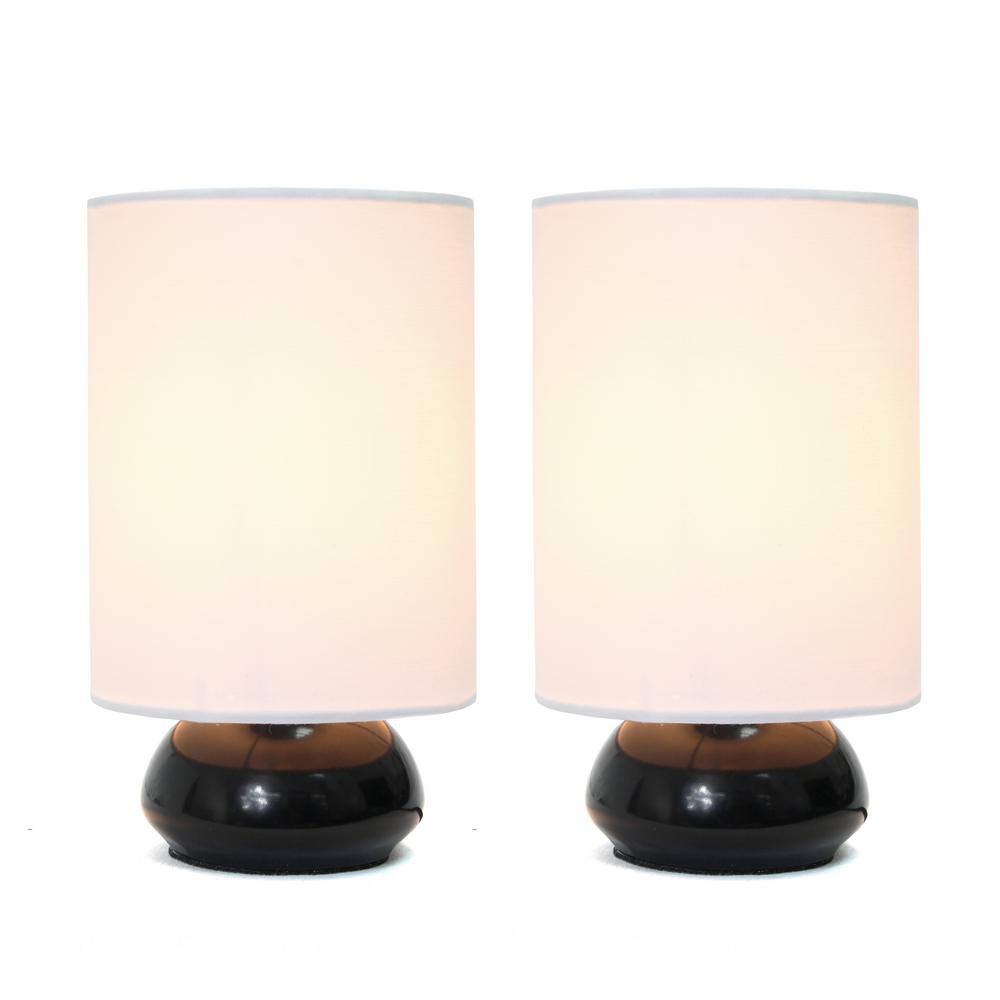 Gemini Black and White Touch Table Lamps with Fabric Shades, Set of 2