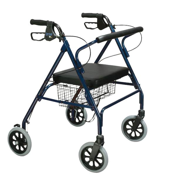 Drive Medical Heavy Duty Bariatric Rollator Rolling Walker with Large Padded Seat, Blue