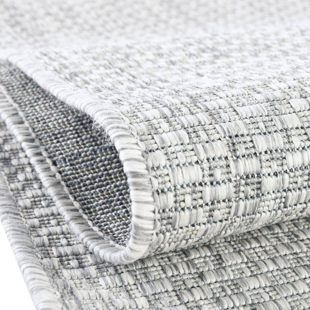 Light Gray Synthetic 9' x 12' Outdoor Rectangular Rug