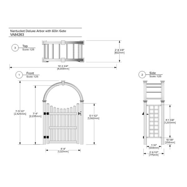 Vita Nantucket Deluxe 95.5 in. x 60 in. Vinyl Arbor with 60 in
