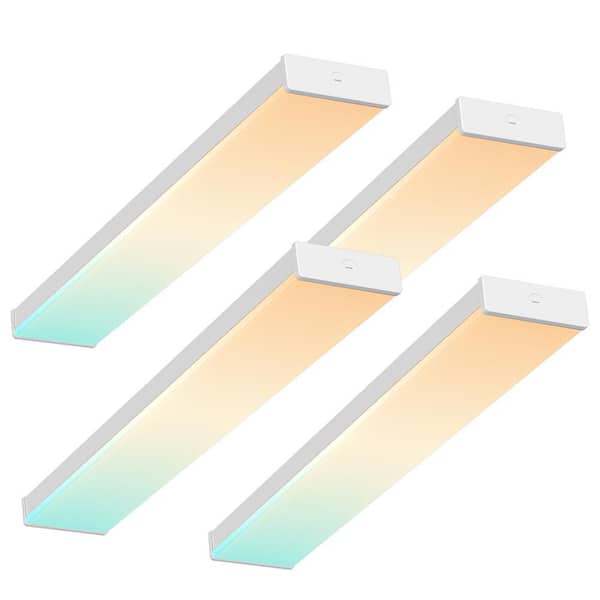 4 ft. Integrated LED 5500/6500/7500 Lumens Dimmable White Wraparound Light, 3000K/4000K/5000K (4-Pack)