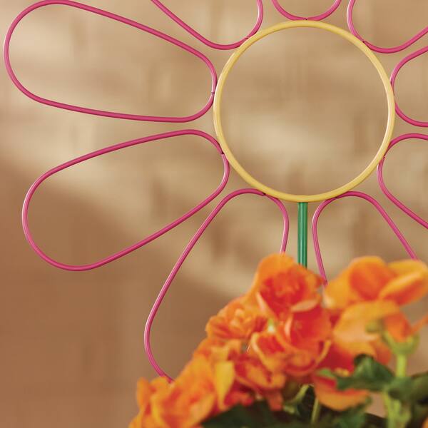Vigoro 36 in. H Pink Flower Iron Decorative Planter Stake HD1465