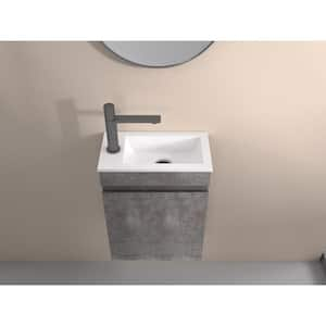 8.66 in. Single Sink Wall-Mounted Storage Floating Bath Vanity in Gray with White Ceramic Top Basin and Soft Close Doors