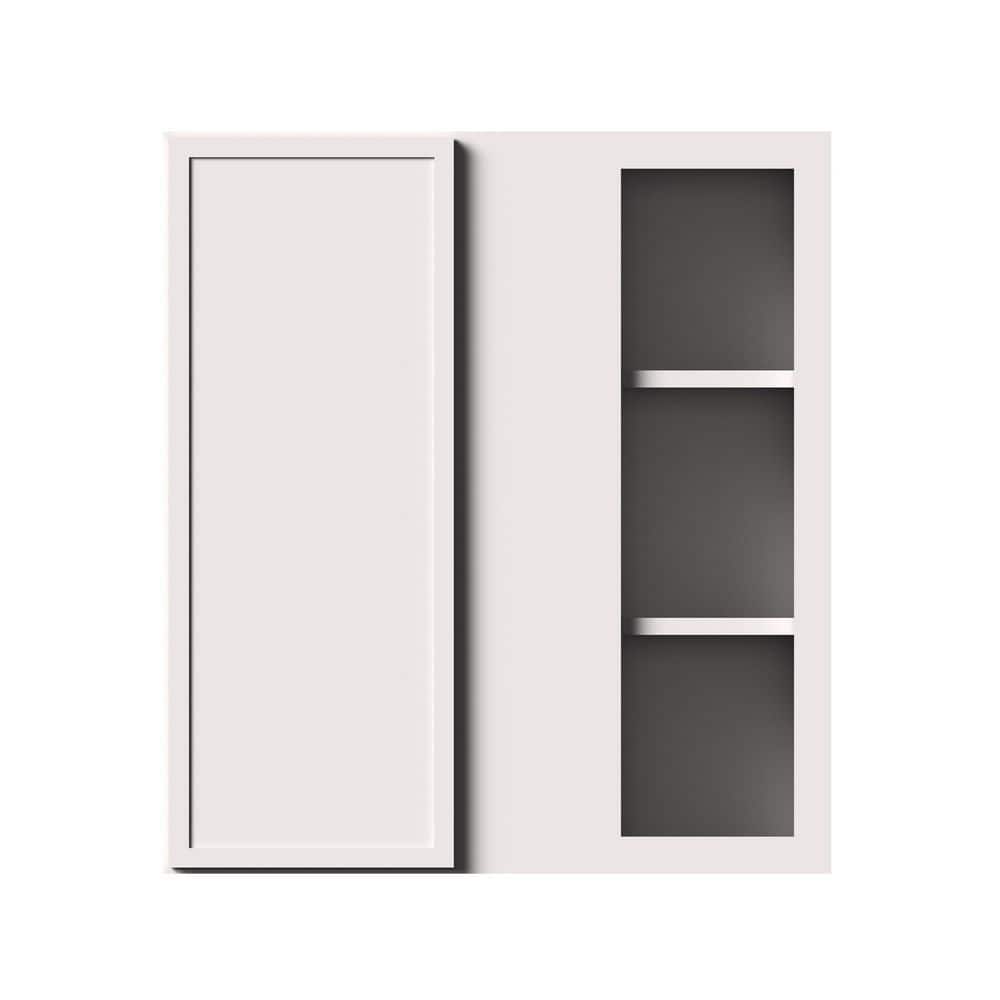 27 in. W x 12 in. D x 30 in. H RTA Solid Wood Corner Wall Kitchen Cabinet in Snow White Full Overlay Design price history on PriceWatchPro