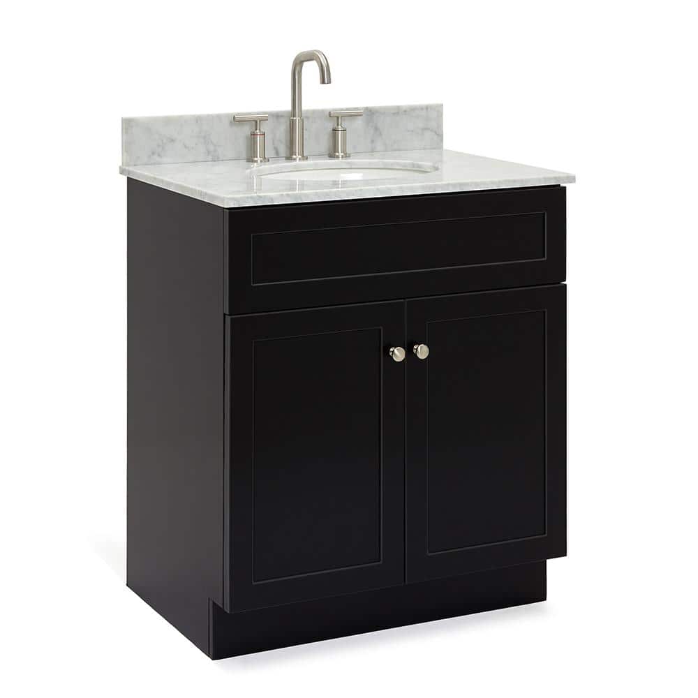 Hamlet 31" Black Wood Vanity with Carrara Marble Top