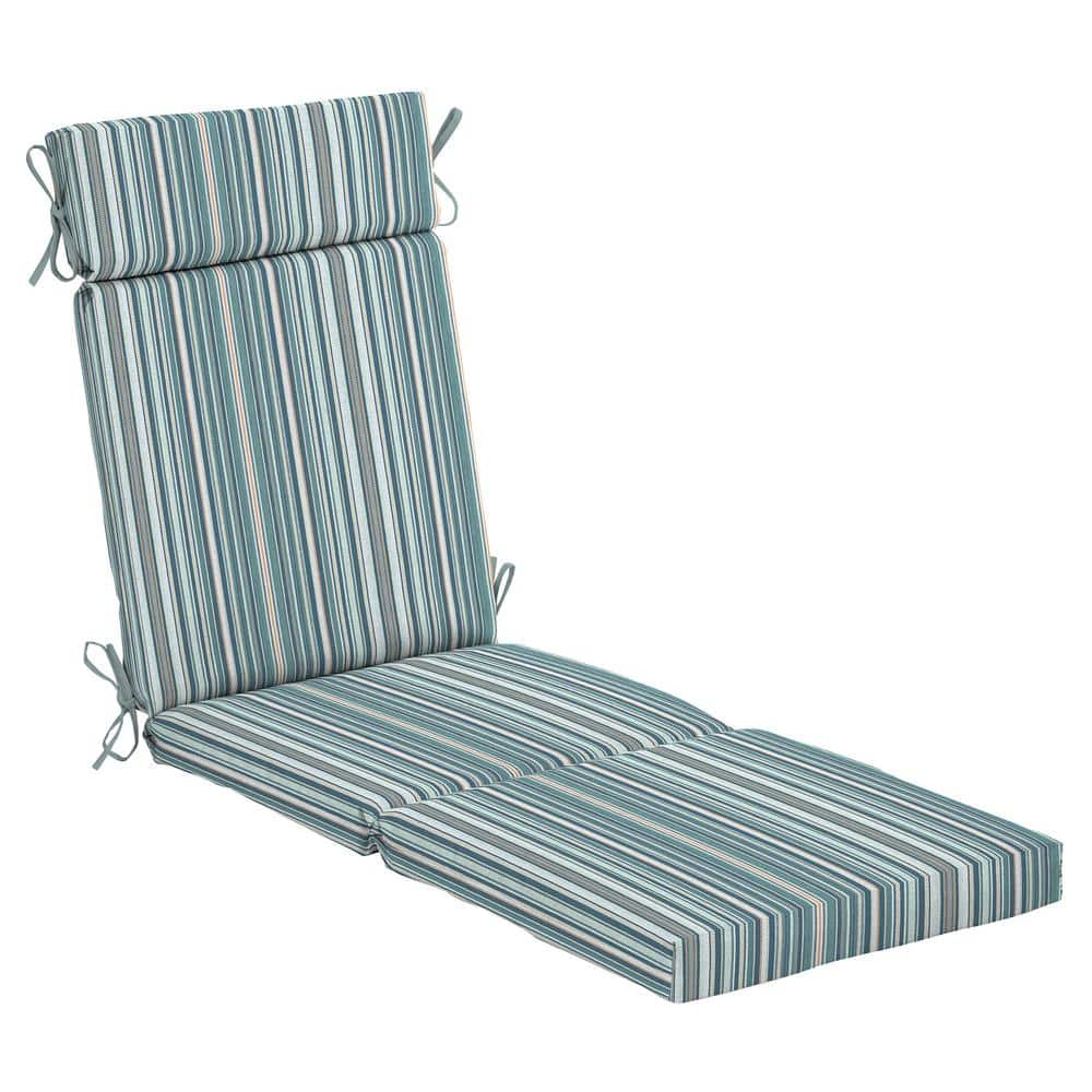Hampton Bay 21.5 in. x 29 in. Charleston Stripe Outdoor Chaise Lounge