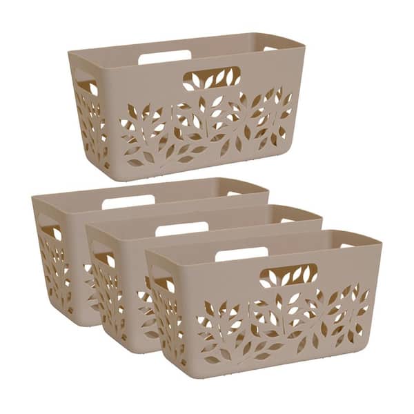 Hutzler Taupe Brown Plastic Pantry Basket 4-Piece Set