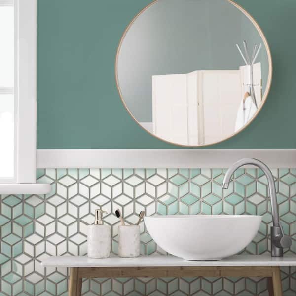 Hudson Rhombus Mint Green 10 in. x 12 in. Porcelain Floor and Wall Mosaic Tile (8.56 sq. ft. /Case)