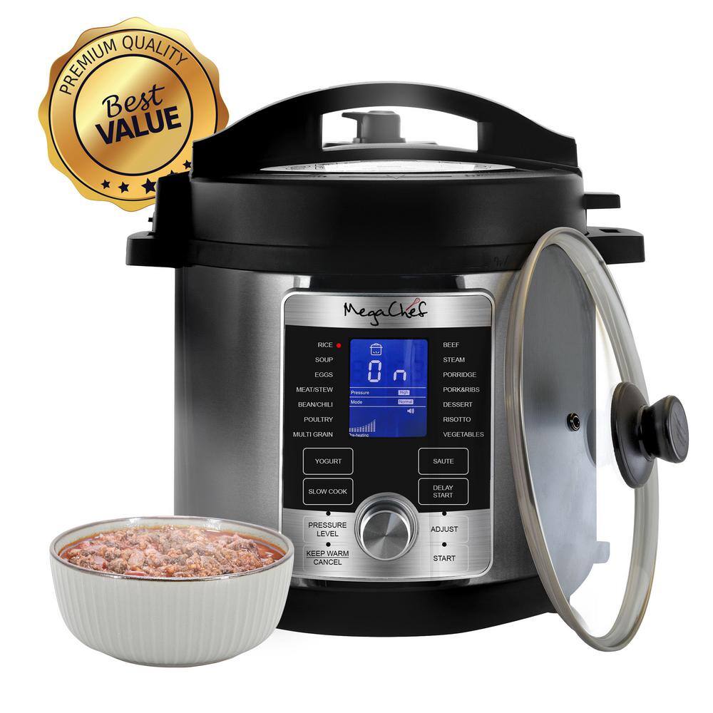MegaChef 6 Qt Grey Stainless Steel Digital Pressure Cooker