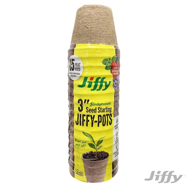 Jiffy 3 in. Round Peat Pot Seed Starter Kit (15-Pots)