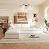 Magic Home 118 in. Square Arm 4-Piece Linen L-Shaped Sectional Sofa Cloud Couch in White with Ottoman MH-121WE-S3+OT