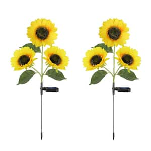 800mA Waterproof Solar Garden Stake Light with Real Looking Sunflower for Back Yard, Flower Bed and Pathway (2-Pack)