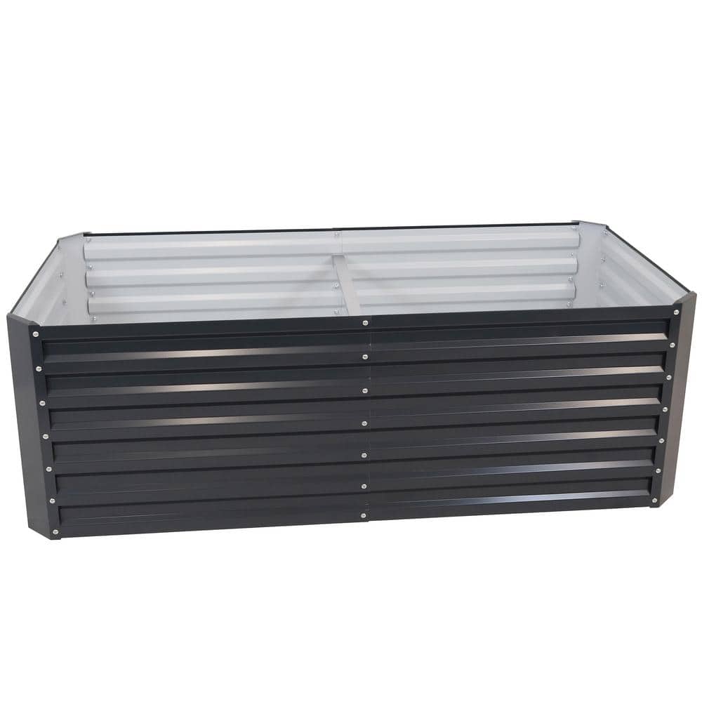 Large Dark Gray Galvalume Steel Raised Garden Bed for Outdoor Yard
