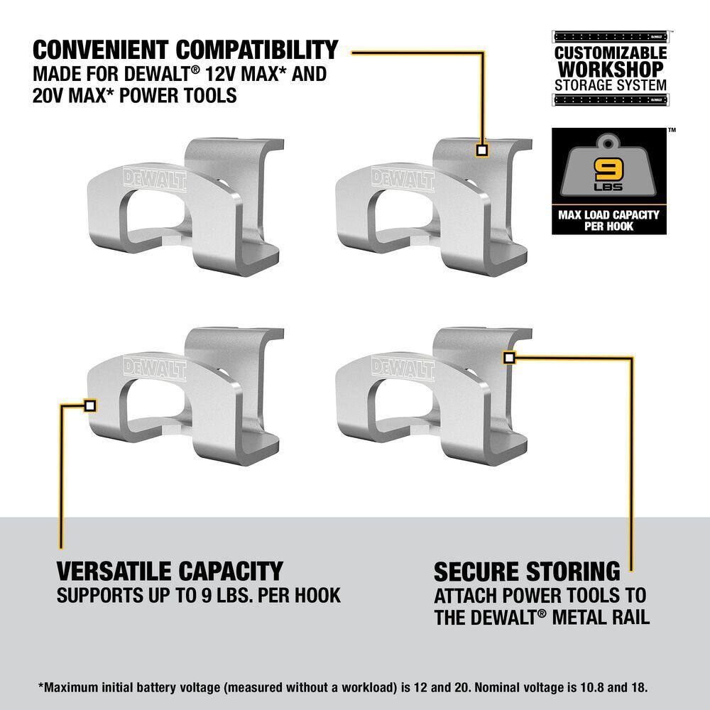 Heavy-Duty Steel Cordless Power Tool Hang Hooks, 4 Pieces