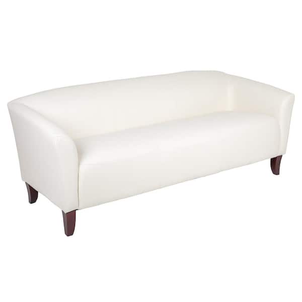 Flash Furniture Hercules Imperial 72.8 in. with Square Arms Faux Leather Rectangular 4-Seater Bridgewater Sofa in White