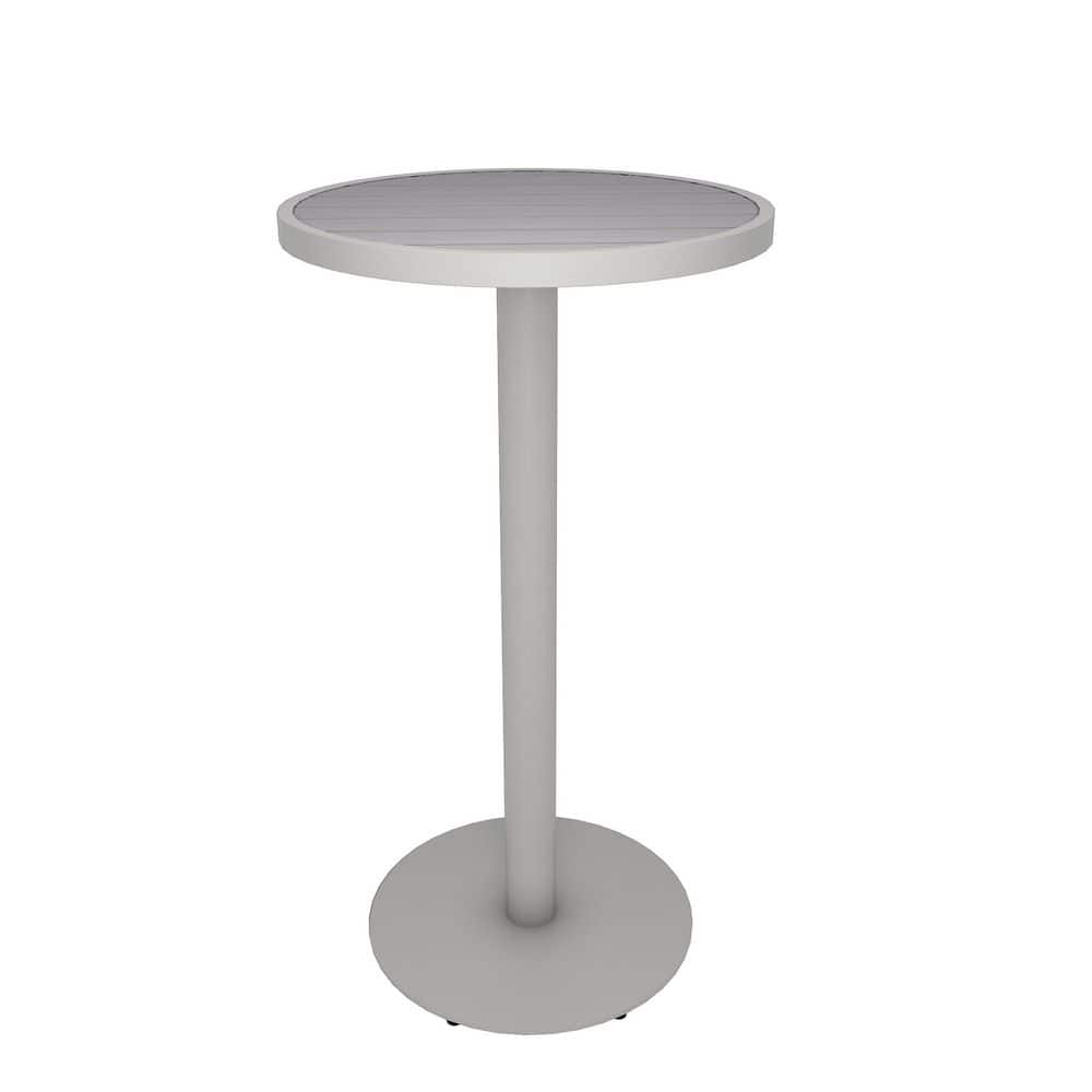 "Matte White Aluminum Frame Round Composite 23.62 in. x 23.62 in. x 43.31"" Outdoor High Bar Table Icelandic Smoke White" price history on PriceWatchPro