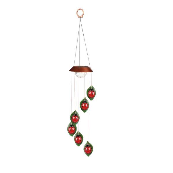 Evergreen 29 in. Ladybugs White Light Solar Mobile