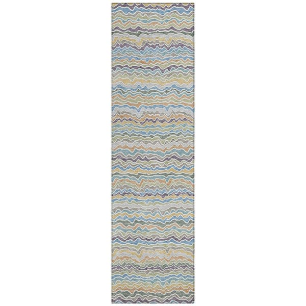 Chantille Machine Washable Indoor/Outdoor Abstract ACN2436 Blue 2 ft. x 7 ft. Runner Rug