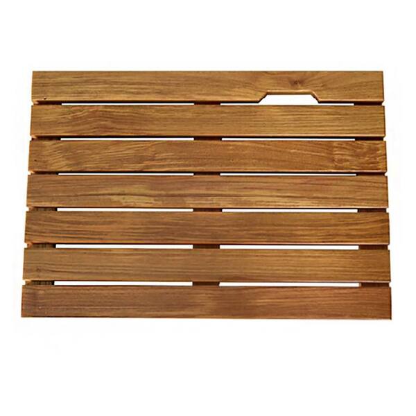 Aoibox 23.62 in. L x 15.75 in. D x 1.42 in. H in Teak Bathroom Anti Slip Mat Natural Wood Color Bath Accessory