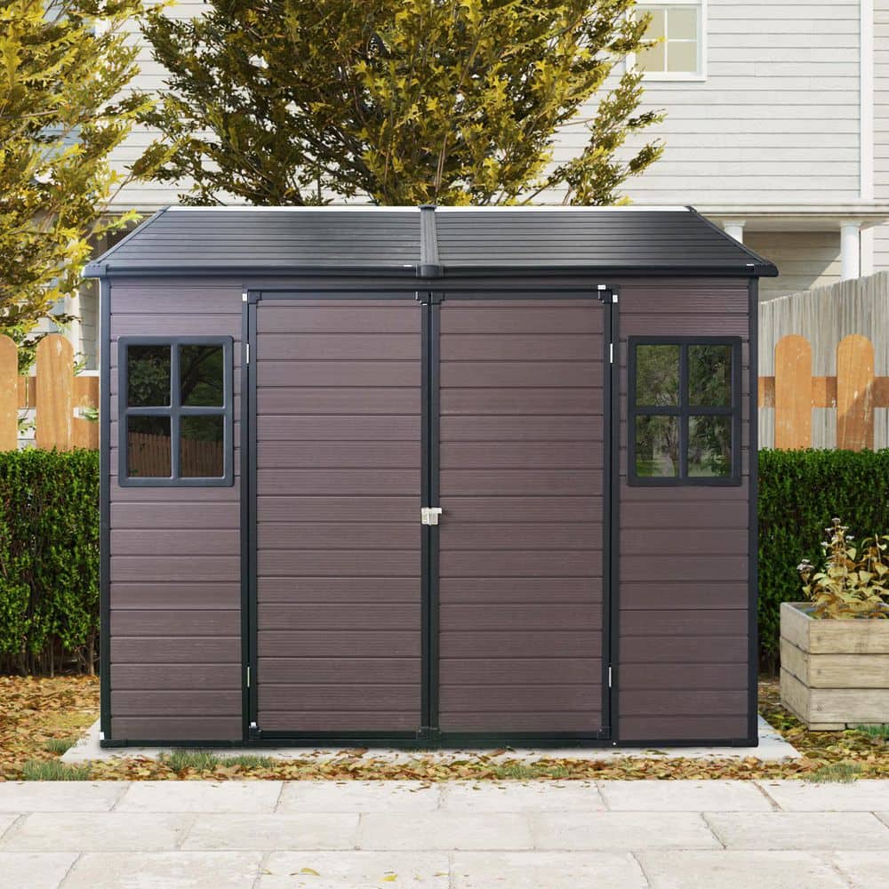8 ft. x 6 ft. resin outdoor storage shed tool shed, covered area 48 sq. ft.