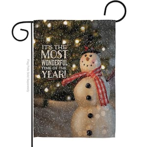 13 in. x 18.5 in. Most Wonderful Time Snowman Christmas Garden Flag Double-Sided Winter Decorative Vertical Flags