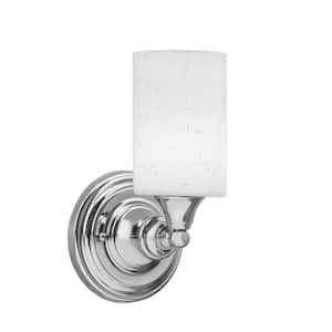 Fulton 1 Light Chrome Wall Sconce 4 in. White Muslin Glass