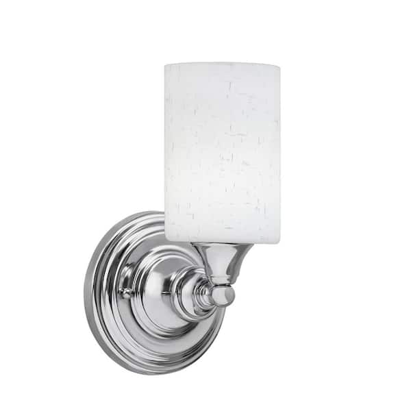 Unbranded Fulton 1 Light Chrome Wall Sconce 4 in. White Muslin Glass