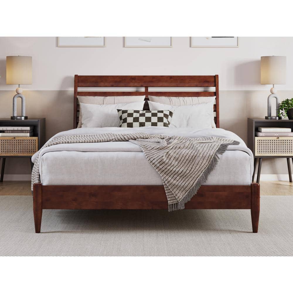 Savannah Walnut Full Solid Wood Low Profile Platform Bed
