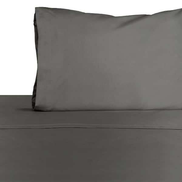 Martex 4-Piece Graphite Solid 225 Thread Count Cotton Blend King Sheet Set