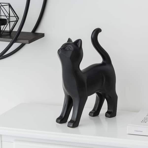 Unbranded Playful Black Cat Ceramic Figurine
