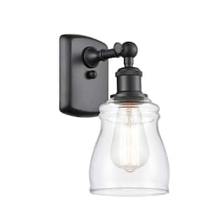 Ellery 4.5 in. 1-Light Matte Black Wall Sconce with Clear Glass Shade