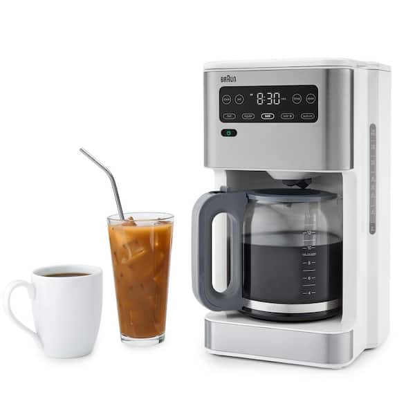 Braun PureFlavor 14-Cup Programmable Stainless Steel White Drip Coffee Maker  KF5650WH - The Home Depot